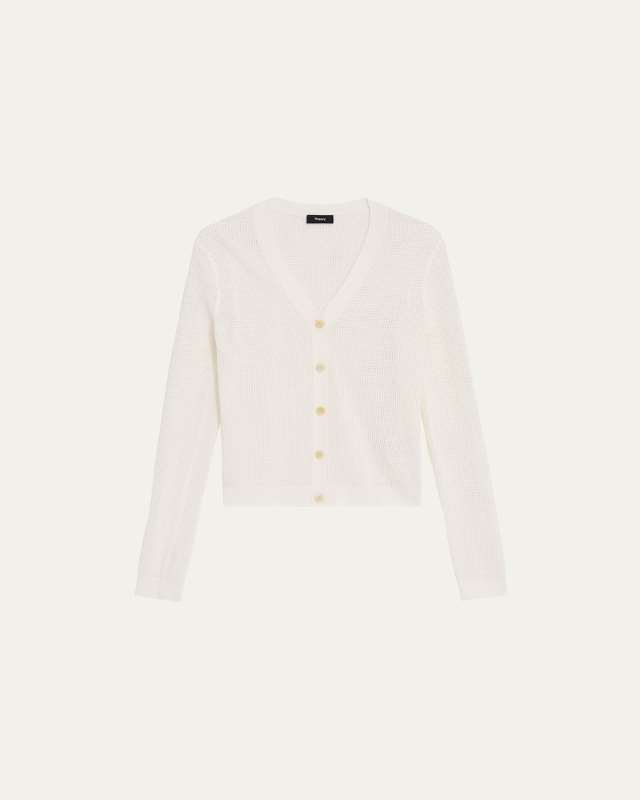 Mini Pointelle Stitch Crepe Cardigan